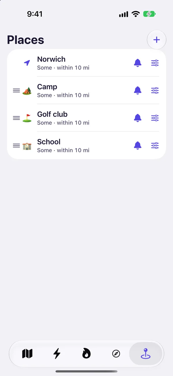 Saved places in Lightning